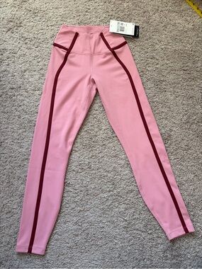 Nike Pink Athletic Leggings with Burgundy Stripe